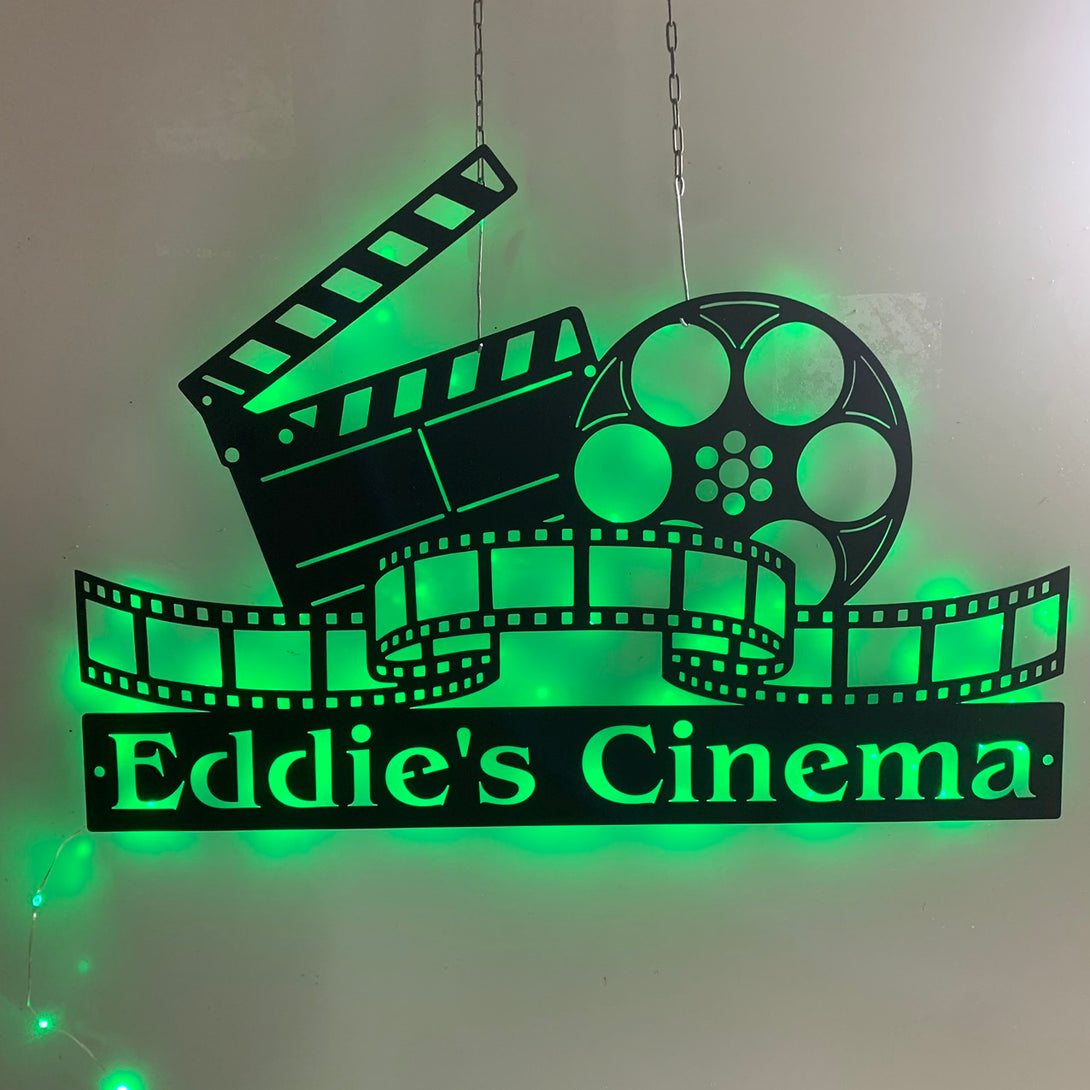 Custom Home Cinema Metal Sign With Led Lights, Home Theatre Room Metal Wall Art, Personalized Movie Theatre Metal Sign, Movie Geek Metal Wall Art