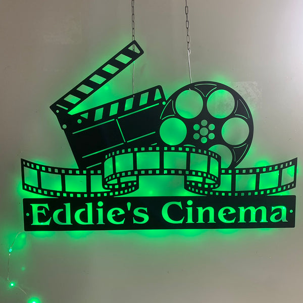 Custom Home Cinema Metal Sign With Led Lights, Home Theatre Room Metal Wall Art, Personalized Movie Theatre Metal Sign, Movie Geek Metal Wall Art