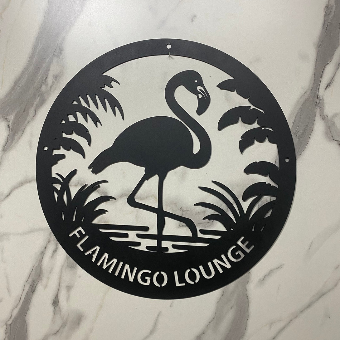 Custom Tropical Flamingo Metal Wall Art Decor, Personalized Flamingo Beach Hosue Metal Sign, Summer Flamingo Backyard Patio Outdoor Metal Wall Hanging