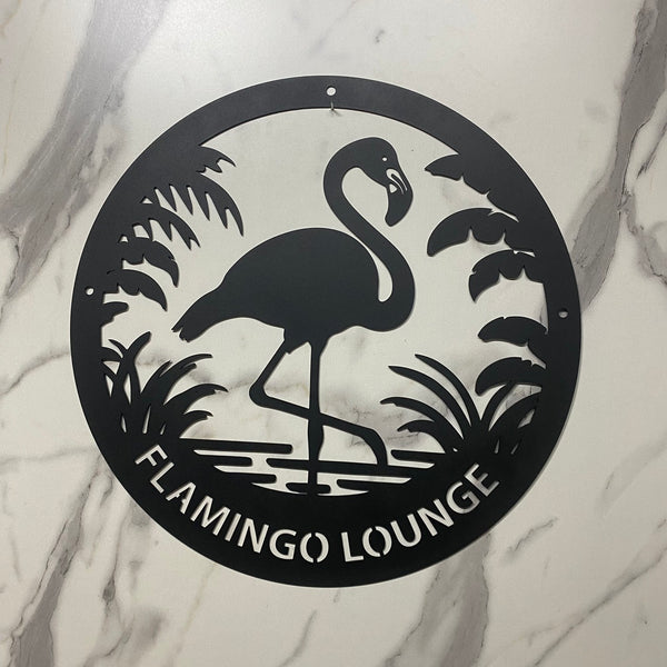 Custom Tropical Flamingo Metal Wall Art Decor, Personalized Flamingo Beach Hosue Metal Sign, Summer Flamingo Backyard Patio Outdoor Metal Wall Hanging