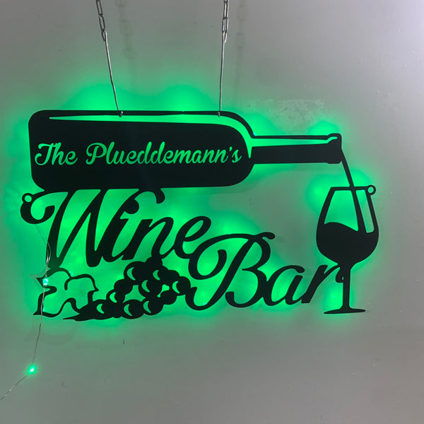 Personalized Wine Bar Metal Wall Art Led Lights, Grapes Wine Bottle Glasses Metal Sign, Metal Wine Bar Sign, Patio Pool Bar Drink Metal Wall Art Decor