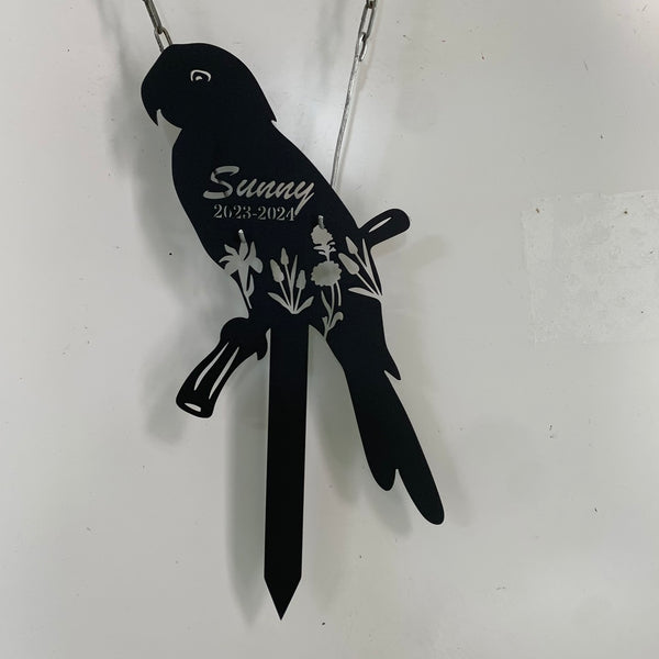 Personalized Parrot Memorial Metal Stake, Parrot Metal Plaque With Stake, Pet Loss Metal Grave Markers, Remembrance Stake, Parrot Metal Garden Decor