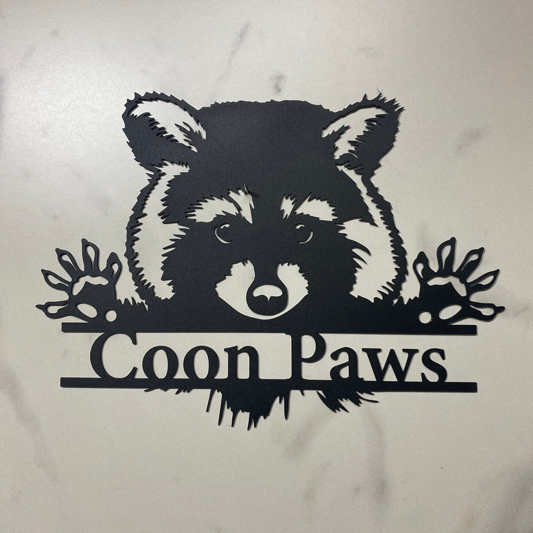 Custom Peeking Raccoon Metal Wall Art, Personalized Raccoon Metal Name Sign, Cute Raccoon Metal Wall Sign Decor, Funny Raccoon Wall Hanging
