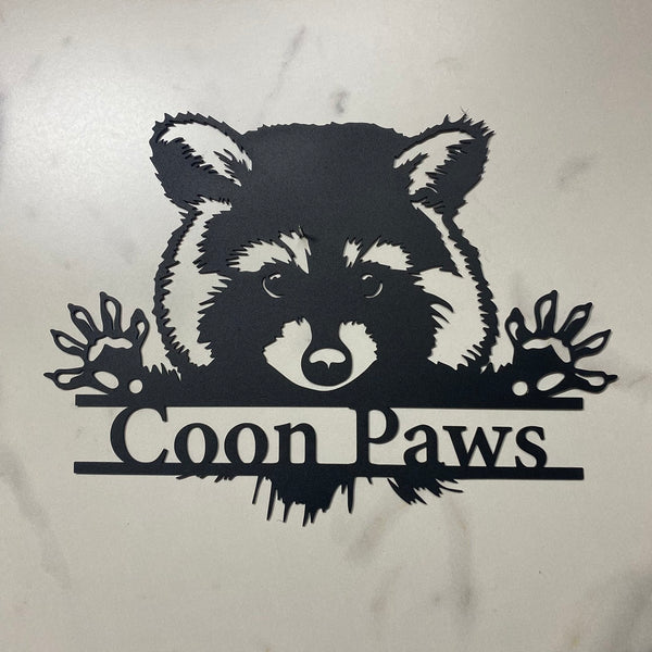 Custom Peeking Raccoon Metal Wall Art, Personalized Raccoon Metal Name Sign, Cute Raccoon Metal Wall Sign Decor, Funny Raccoon Wall Hanging