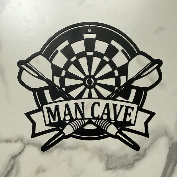 Personalized Dartboard Man Cave Metal Wall Art, Darts Game Zone Metal Wall Decor, Custom Darts Player Metal Name Sign, Darts Sport Metal Wall Sign