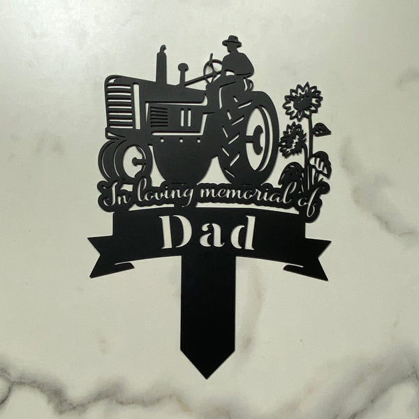 Custom Farm Tractor Memorial Metal Garden Stake, Personalized Farmer Loss Metal Garve Maker, Farmer Memorial Metal Plaque, Dad Loss Metal Stake