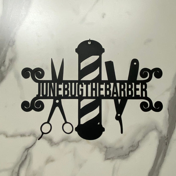 Custom Barber Shop Metal Wall Art, Personalized Barber Shop Metal Name Sign, Shop Haircut Metal Wall Decor, Hair Salon Metal Sign
