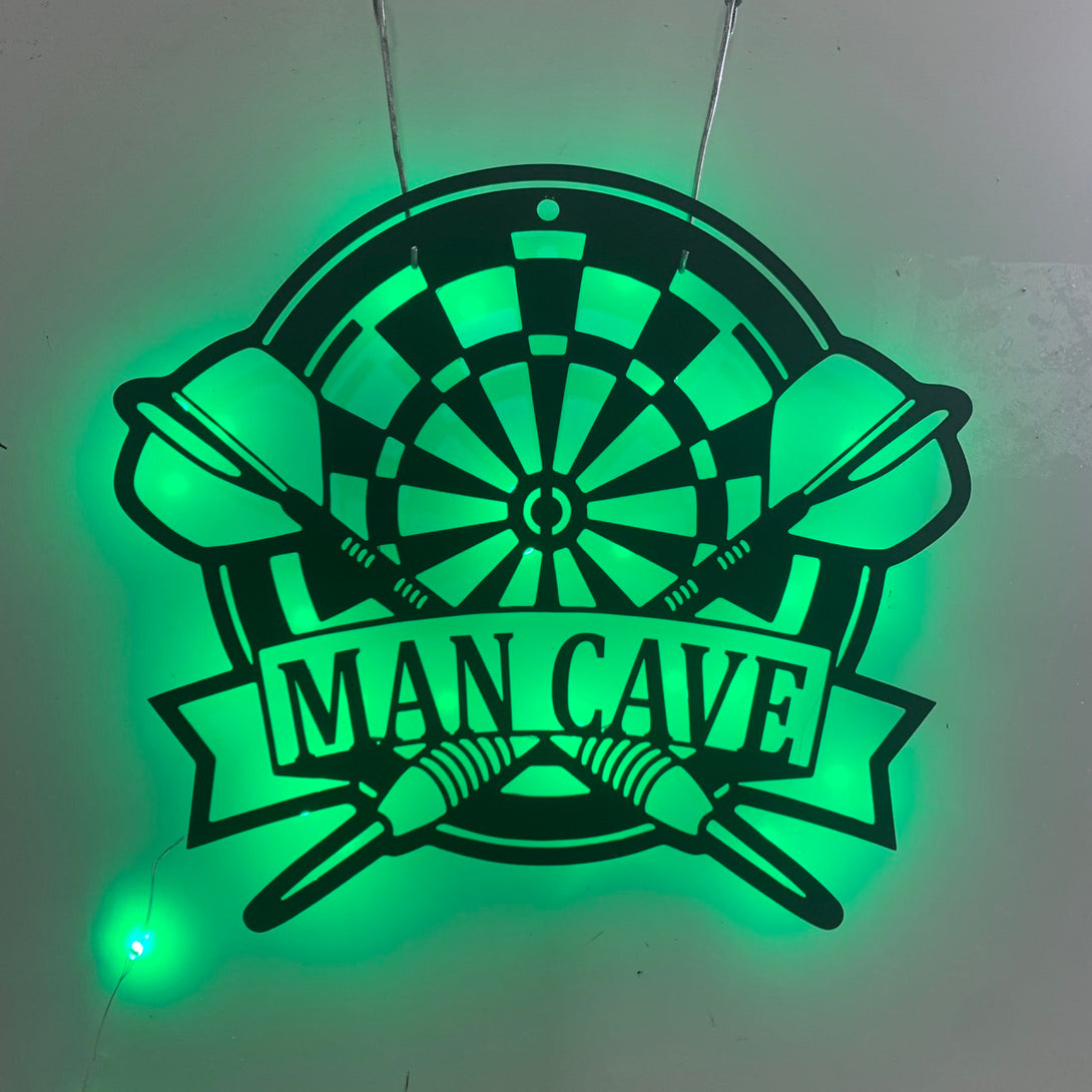 Personalized Dartboard Man Cave Metal Wall Art Led Lights, Darts Game Metal, Custom Darts Player Metal Name Sign, Darts Sport Metal Sign Art
