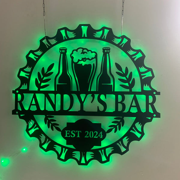 Personalized Beer Bar Metal Sign Led Light, Custom Homebrewing Metal Wall Art, Craft Brewery Bar Pub Metal Wall Decor, Drinking Bar Mancave