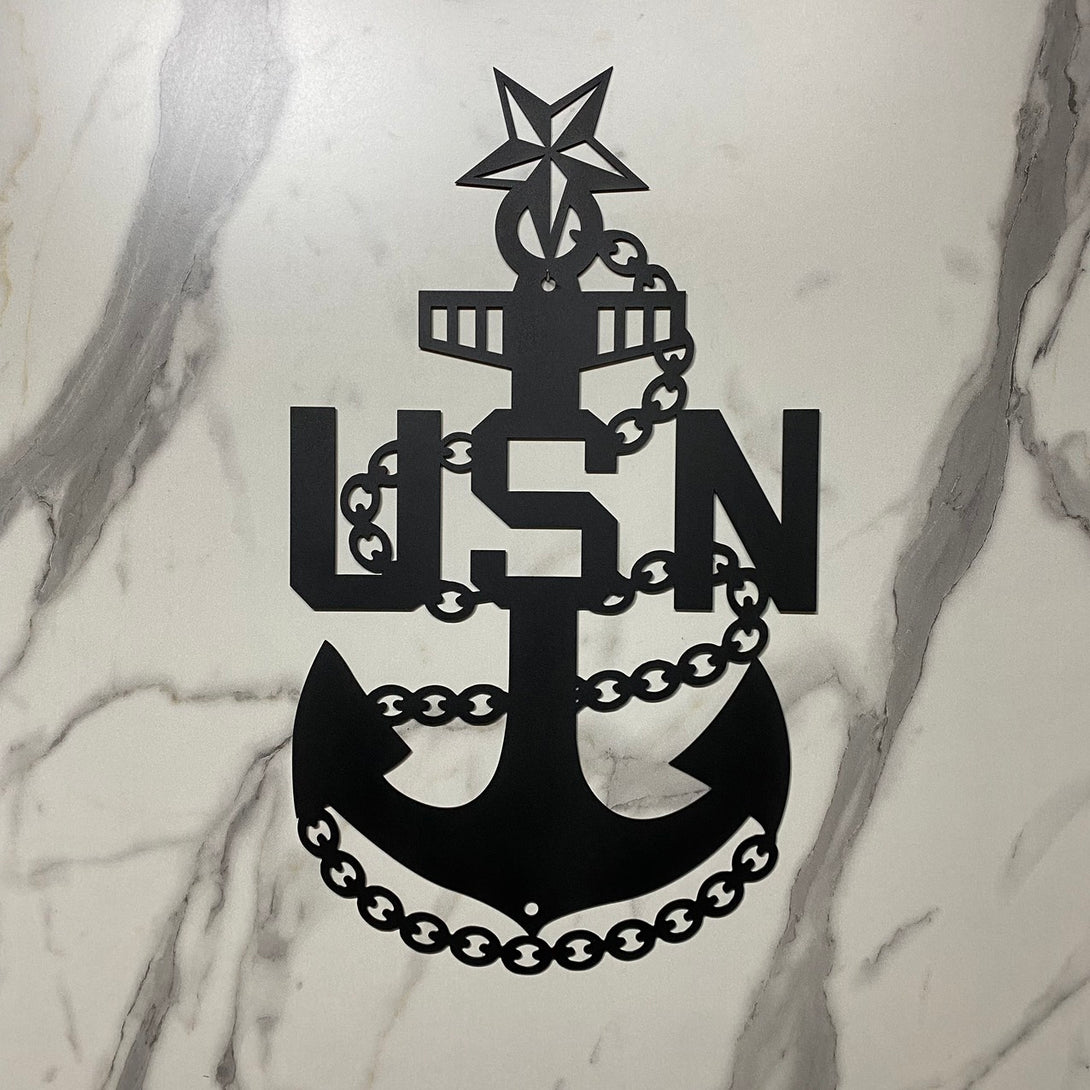 Custom Us Navy Anchor Badge Metal Wall Art, Personalized Navy Anchor Sailor Metal Name Sign, Us Navy Veteran Metal Wall Art Decor