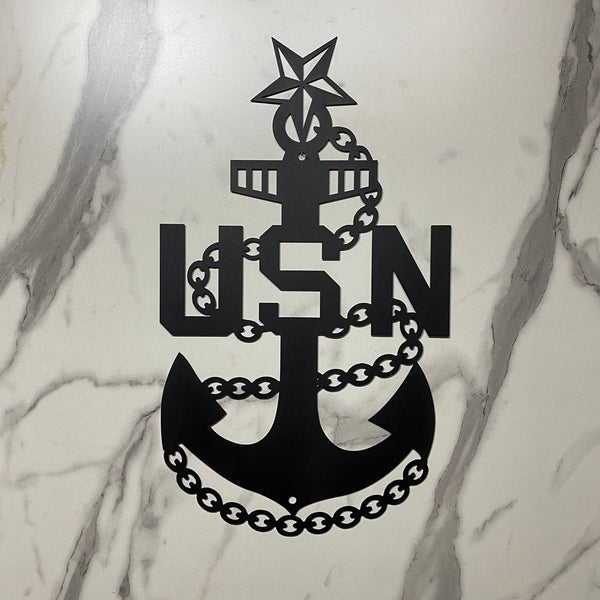 Custom Us Navy Anchor Badge Metal Wall Art, Personalized Navy Anchor Sailor Metal Name Sign, Us Navy Veteran Metal Wall Art Decor