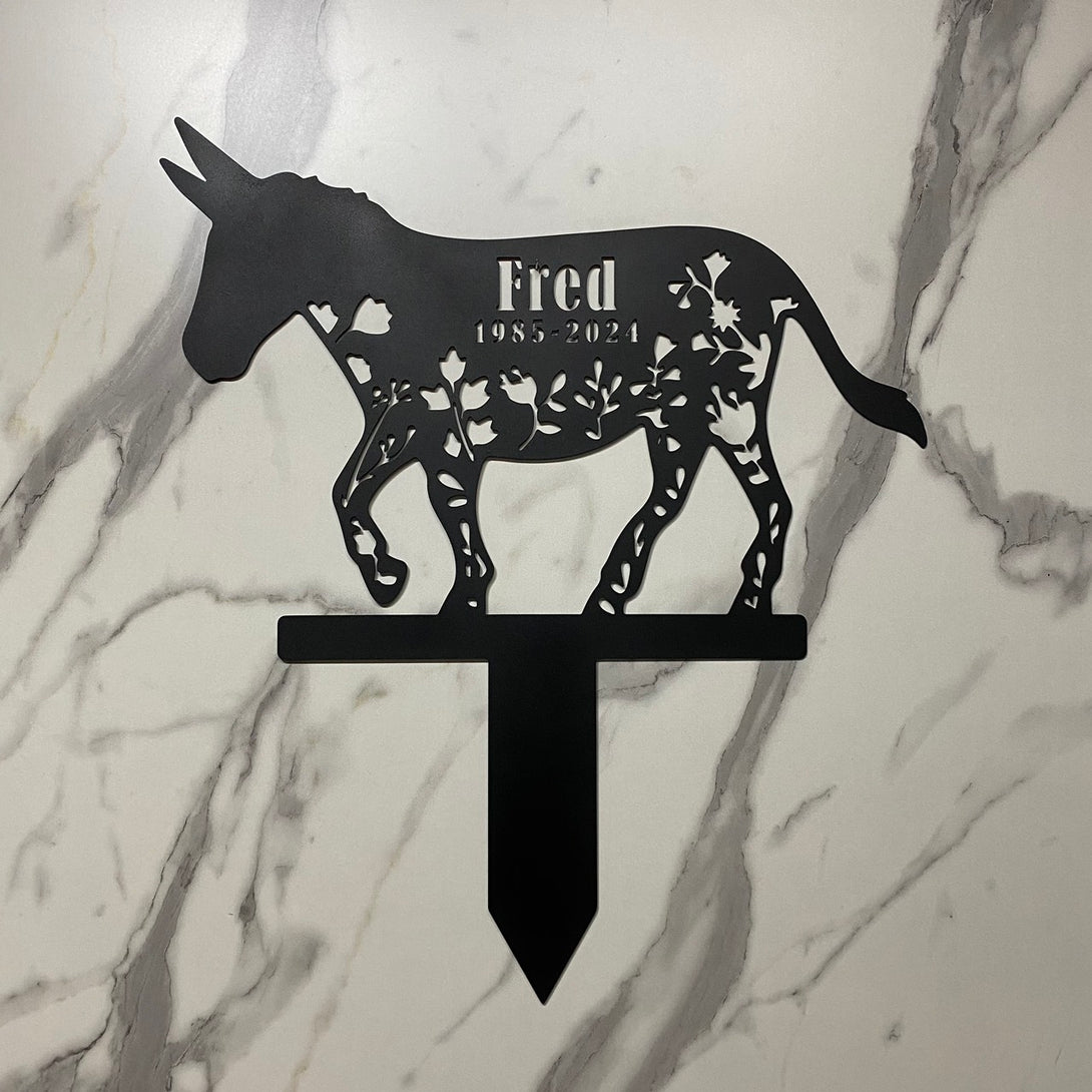 Custom Donkey Memorial Metal Stake, Donkey Loss Bereavement Stake, Pet Grave Stake, Pet Loss Metal Yard Sign, Donkey Remembrance Grave Marker