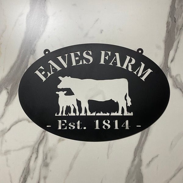 Personalized Cattle Farm Metal Entrance Sign, Custom Cow Farmhouse Metal Name Sign, Custom Barn Ranch Metal Farm Sign, Farmville Metal Sign