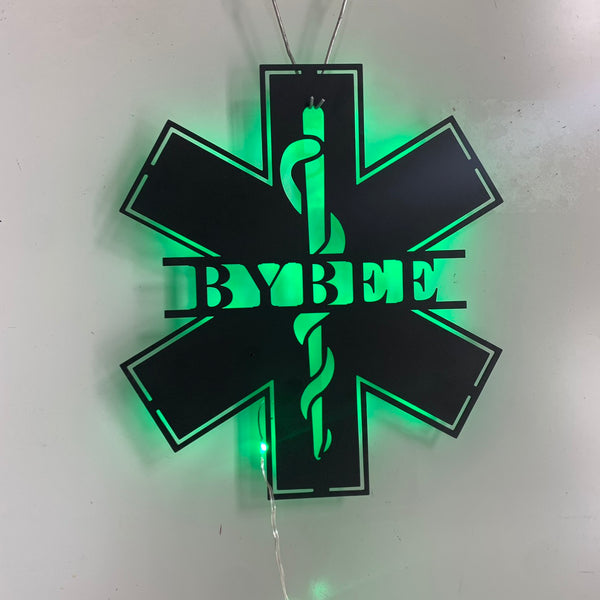 Custom Star Of Life Badge Metal Sign With Led Light, Personalized Doctor Nurse Name Metal Sign, Emt Paramedic Metal Wall Art, Medical Field Metal Sign