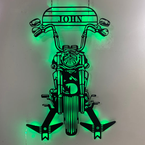 Custom Motorcycle Helmet Holder Metal Wall Hanging Led Lights, Metal Motorcycle Wall Decor, Garage Metal Wall Decor, Motorcycle Metal Helmet Holder