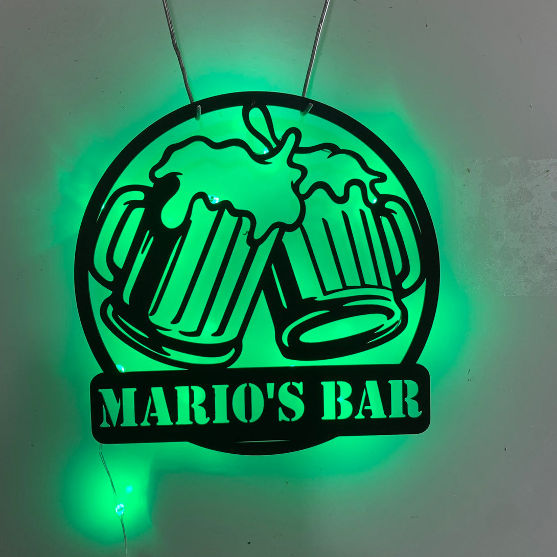 Personalized Beer Mug Cheers Metal Sign Led Lights, Beer Bar Metal Wall Art, Alcohol Drink Bar Pub Metal Wall Decor, Drinking Man Cave Metal Sign