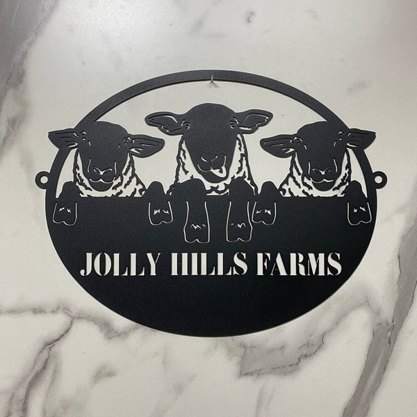 Custom Sheep Farm Monogram Metal Wall Art, Personalized Sheep Farmhouse Metal Name Sign, Lamb Sheep Metal Sign, Metal Goat Farm Sign