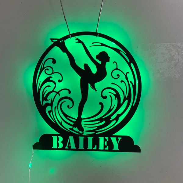 Custom Girl Figure Skating Metal Wall Art Led Lights, Custom Figure Skater Metal Name Sign, Figure Skating Sport Metal Signs, Ice Skating