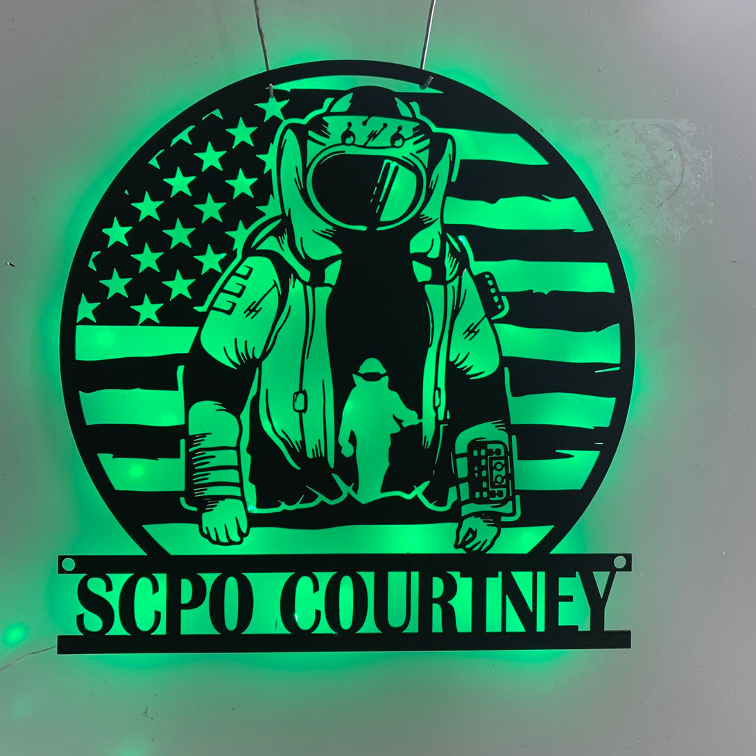 Custom Us Bomb Disposal Unit Metal Wall Art Led Lights, Custom Us Bomb Squad Metal Name Sign, Bomb Disposal Metal Wall Decor, Bomb Team Metal Sign