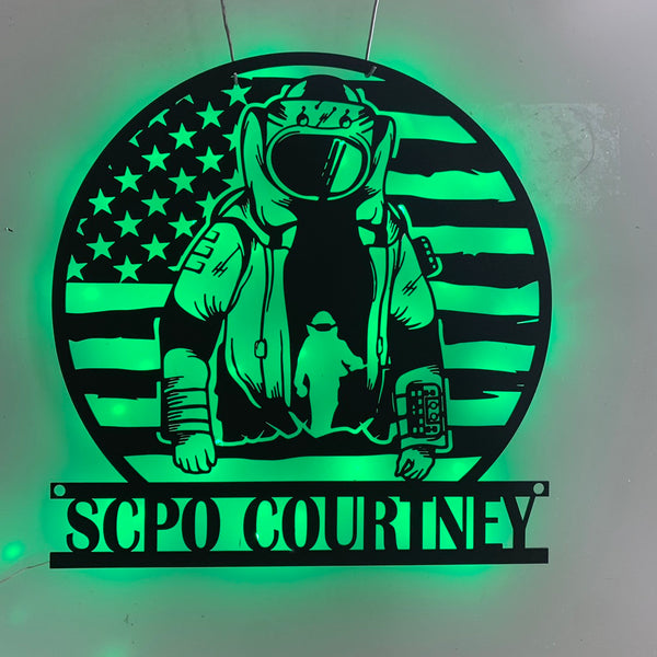Custom Us Bomb Disposal Unit Metal Wall Art Led Lights, Custom Us Bomb Squad Metal Name Sign, Bomb Disposal Metal Wall Decor, Bomb Team Metal Sign