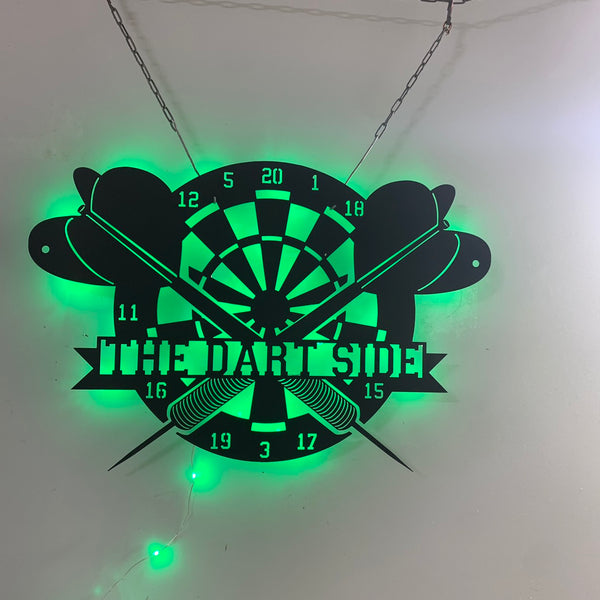 Custom Dartboard Game Metal Wall Art Led Lights, Darts Game Zone Metal Wall Decor, Custom Darts Player Metal Name Sign, Darts Sport Metal Wall Sign