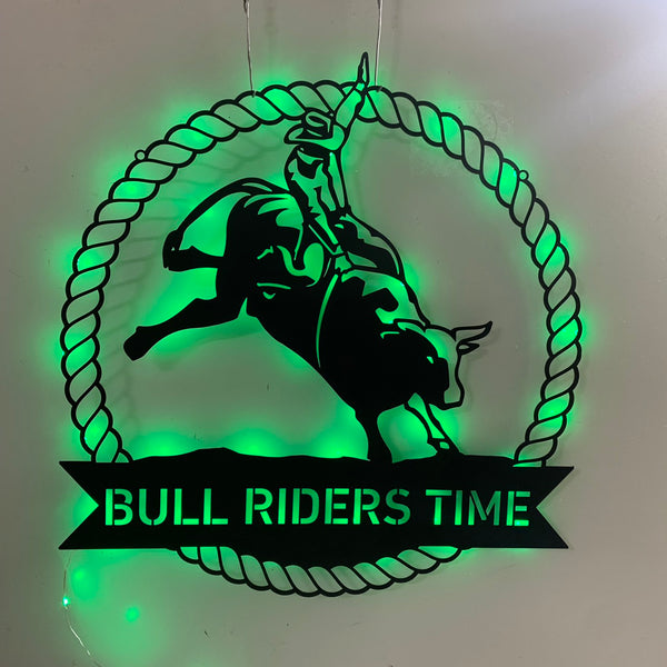Custom Bull Rider Metal Wall Art Led Light, Personalized Rodeo Bull Rider Name Sign, Western Cowboy Bull Rider Metal Wall Sign,rodeo Cowboy Metal Sign