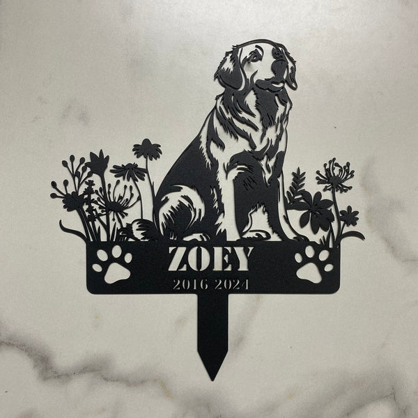 Custom Golden Retriever Memorial Metal Garden Stake, Dog Loss Metal Grave Marker, Personalized Dog Metal Garden Stake, Dog Sympathy Metal Yard Sign