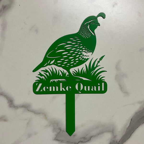 Custom Quail Bird Metal Garden Stake, Quail Bird Metal Yard Sign, Quail Bird Metal Plaque With Stake, Quail Bird Farm Metal Garden Sign