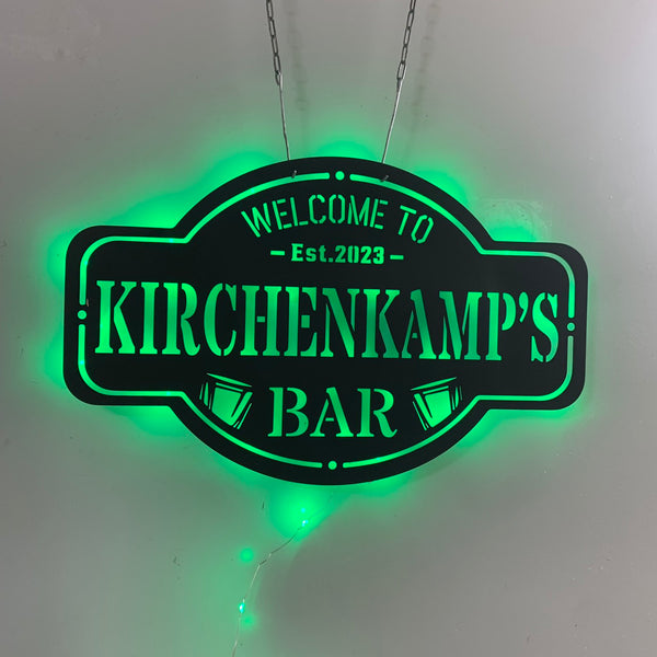 Personalized Bar Metal Wall Art Led Lights, Custom Bar Metal Name Sign, Established Date Bar Metal Wall Sign, Bar Pub Metal Wall Hanging Decor