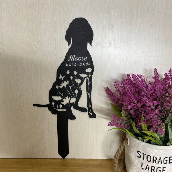Custom Floral Dog Memorial Metal Garden Stake, Dog Loss Metal Grave Marker, Personalized Metal Dog Memorial Stake, Pet Loss Sympathy Metal Yard Sign