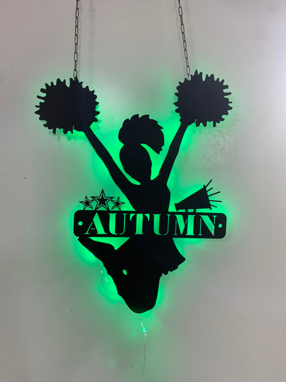 Custom Cheerleader Metal Wall Art With Led Lights, Personalized Cheerleader Metal Name Sign, Cheerleading Girl Room Metal Wall Hanging Decor