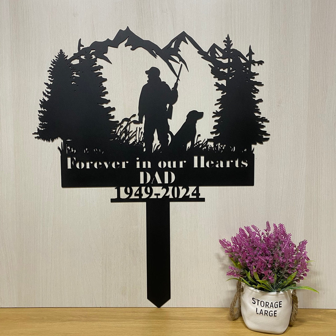 Custom Hunter Memorial Metal Garden Stake, Hunter Name Sympathy Sign, Hunter Loss Dad Loss Metal Grave Marker, Wildlife Hunting Memorial Plaque Stake