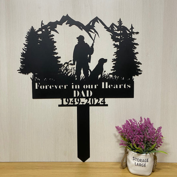 Custom Hunter Memorial Metal Garden Stake, Hunter Name Sympathy Sign, Hunter Loss Dad Loss Metal Grave Marker, Wildlife Hunting Memorial Plaque Stake
