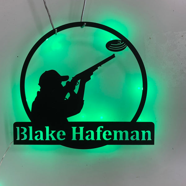 Custom Clay Pigeon Shooting Metal Sign Led Lights,clay Pigeon Shooting Metal Wall Art, Clay Target Shooting Sign, Trap Shooting Sport Metal Name Sign