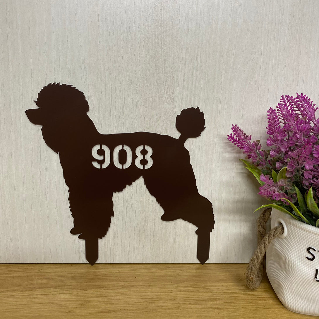 Custom Poodle Address Metal Garden Stake, Personalized Poodle Dog Metal Sign With Stake, Pet Memorial Sympathy Sign, Dog Remembrance Stake