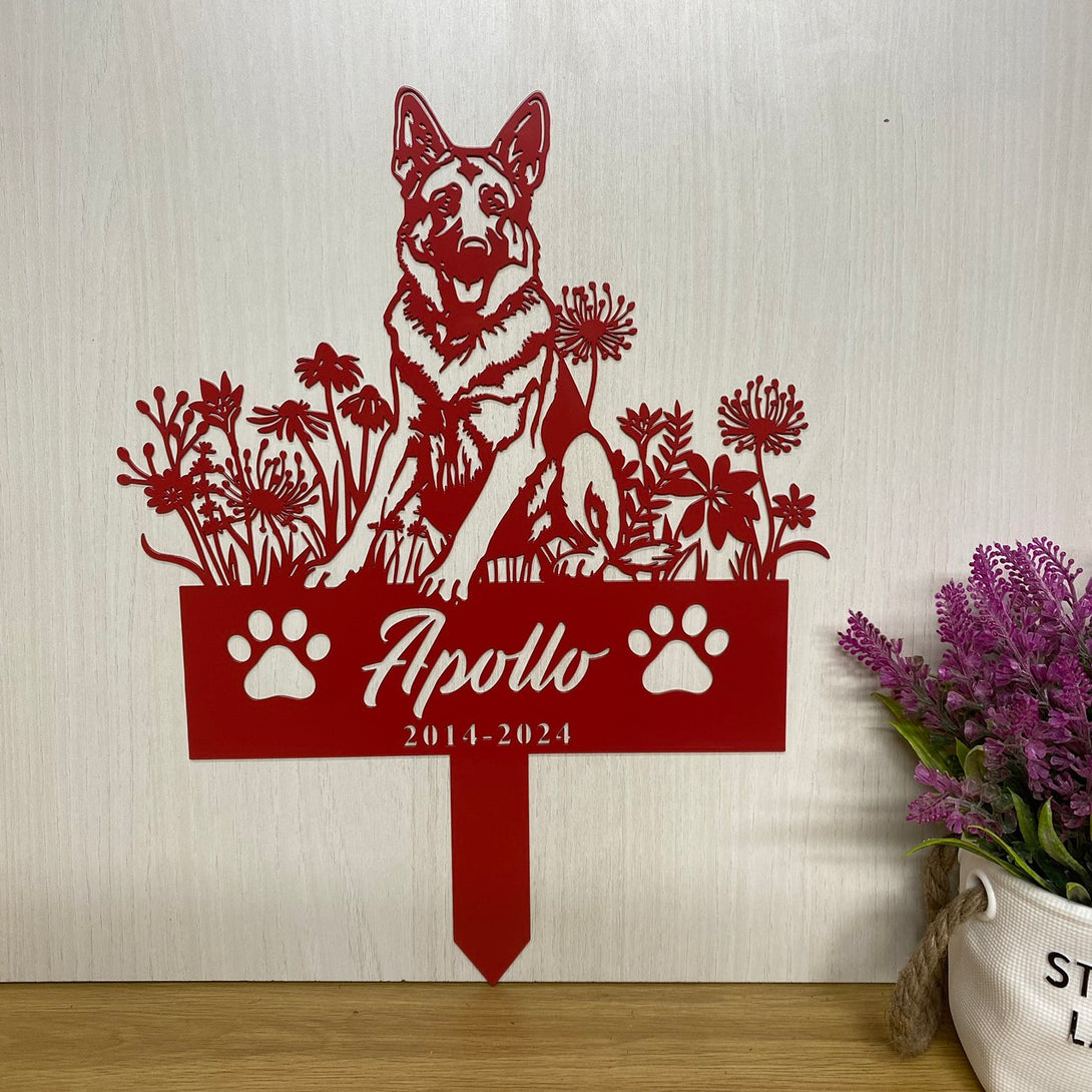 Personalized German Shepherd Dog Memorial Garden Stake, In Loving Memory Of Dog Metal Yard Sign, Pet Loss Remembrance Stake, Dog Grave Marker