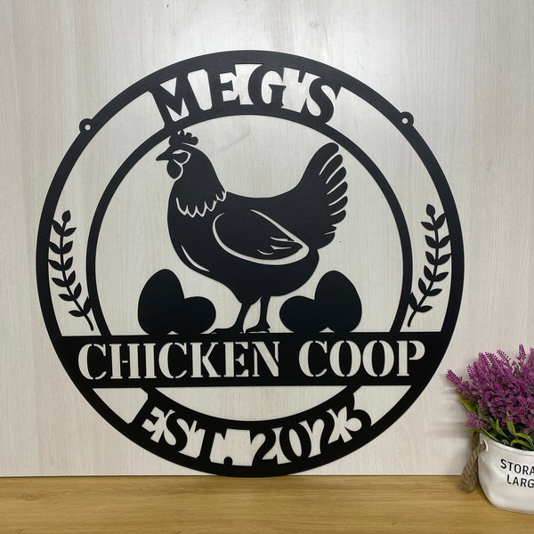 Personalized Name Chicken Coop Metal Farm Sign, Custom Hen House Metal Farm Sign, Poultry Barn Farmhouse Metal Decor, Chicken Farm Metal Sign