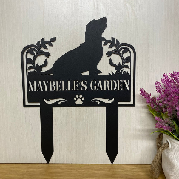 Personalized Basset Hound Dog Metal Garden Stake, Custom Basset Dog Memorial Metal Grave Marker, Pet Loss Sympathy Sign, Remembrance Stake