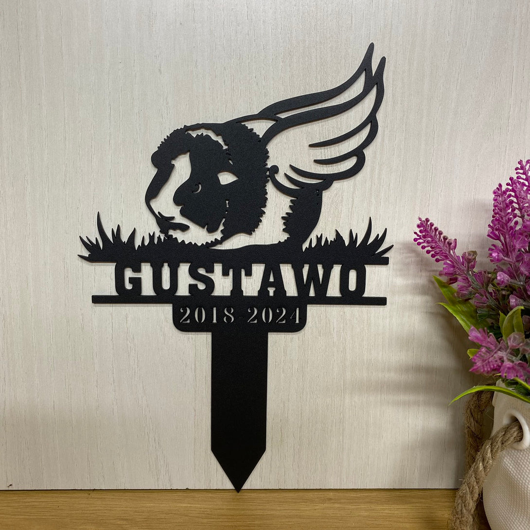 Personalized Guinea Pig With Wings Memorial Garden Stake, Guinea Pig Remembrance Stake, Guinea Pig Metal Grave Marker, Pet Loss Memorial Sympathy Sign
