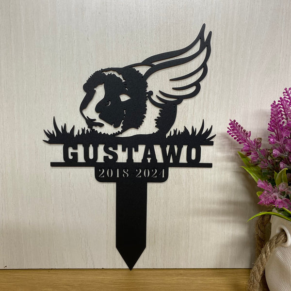Personalized Guinea Pig With Wings Memorial Garden Stake, Guinea Pig Remembrance Stake, Guinea Pig Metal Grave Marker, Pet Loss Memorial Sympathy Sign