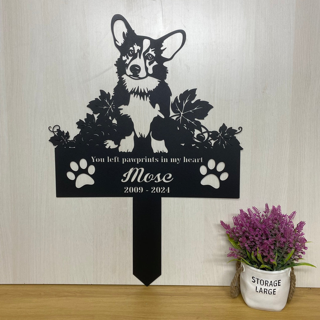 Personalized Pembroke Welsh Corgi Dog Memorial Garden Stake, Pet Loss Remembrance Stake, Custom Corgi Metal Grave Marker, Dog Sympathy Metal Yard Sign