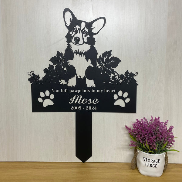 Personalized Pembroke Welsh Corgi Dog Memorial Garden Stake, Pet Loss Remembrance Stake, Custom Corgi Metal Grave Marker, Dog Sympathy Metal Yard Sign