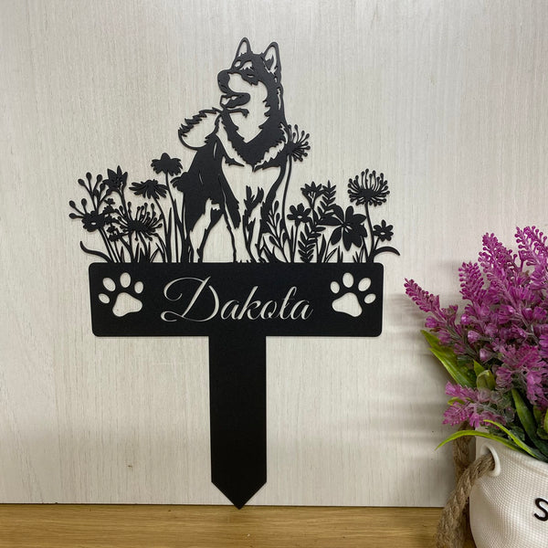 Personalized Siberian Husky Memorial Metal Stake, Custom Siberian Huskies Metal Yard Sign, Pet Loss Sympathy Sign, Dog Loss Remembrance Stake