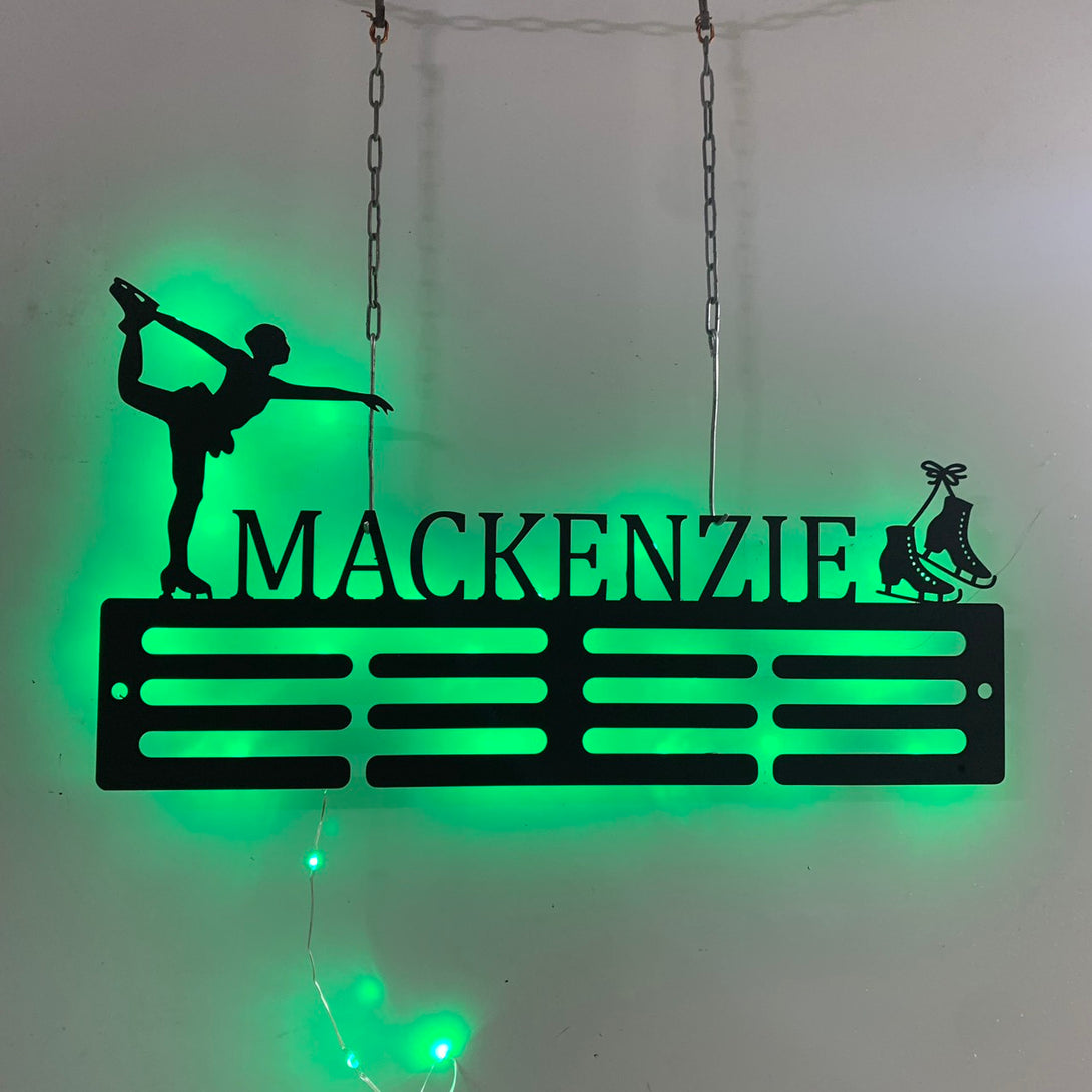 Personalized Figure Skater Medal Holder With Led Lights, Custom Ice Skating Medal Hanger, Figure Skating Sport Medal Holder, Roller Skate Medal Holder