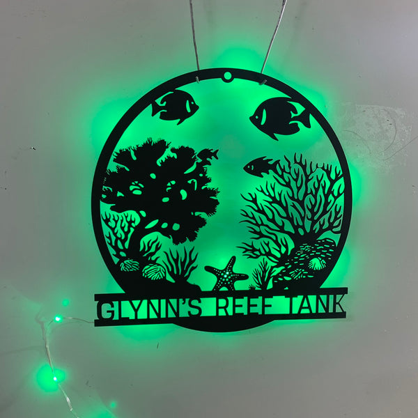 Custom Sea Animals Coral Reef Metal Wall Art Led Lights, Aquarium Beach House Metal Decor, Fish Tank Metal Sign, Coral Sea Fish Lover Metal Sign