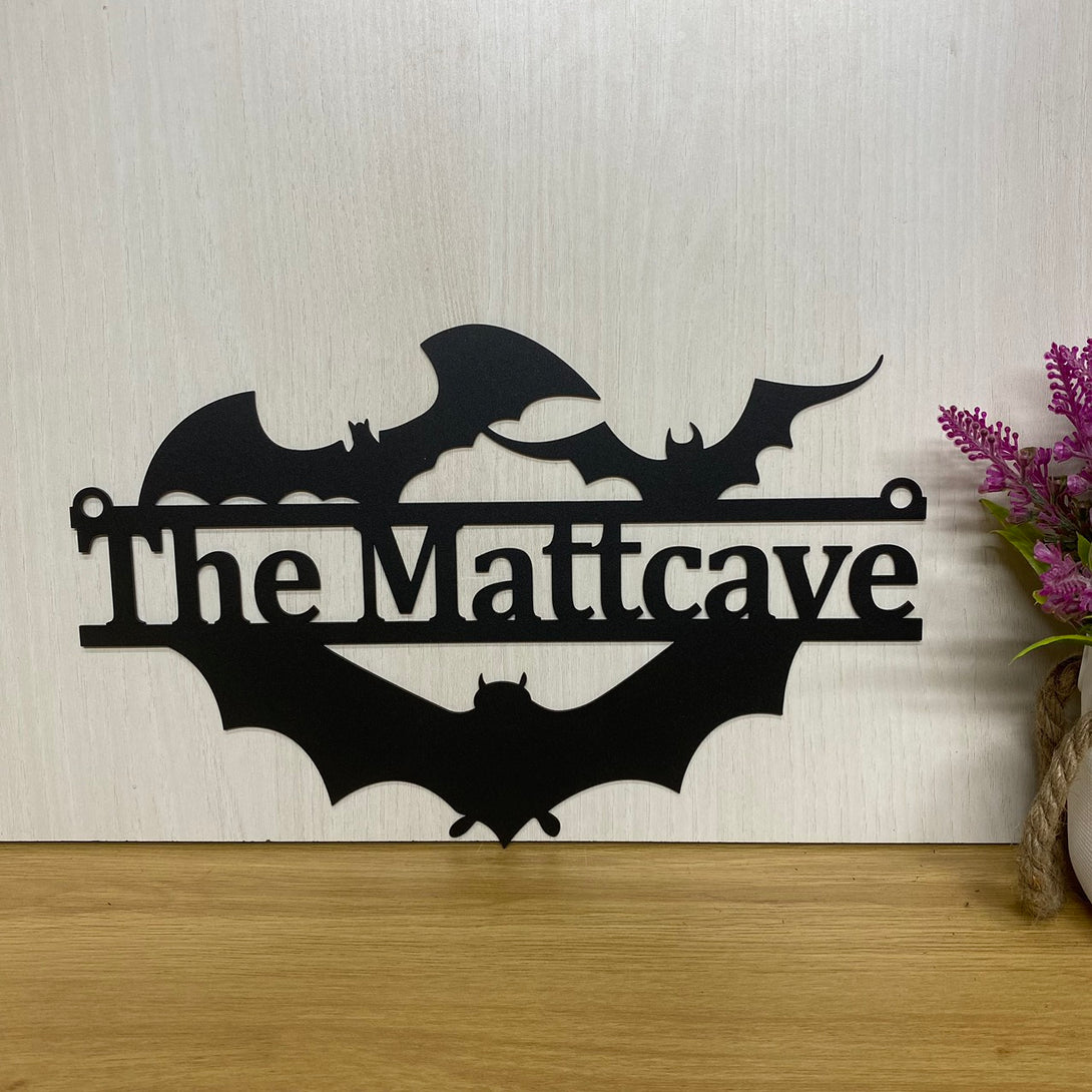 Custom Bats Cave Metal Address Sign, Personalized Halloween Bat Metal Name Sign, Bats Front Door Address Metal Wall Sign