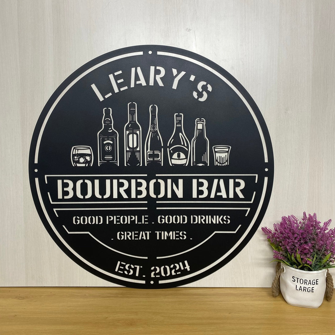 Custom Bourbon Whiskey Metal Wine Bar Sign, Personalized Whiskey Smoke Metal Wall Art, Home Bar Pub Metal Sign, Cocktail Bar Man Cave Wall Sign
