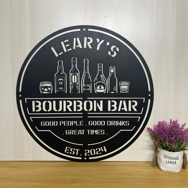 Custom Bourbon Whiskey Metal Wine Bar Sign, Personalized Whiskey Smoke Metal Wall Art, Home Bar Pub Metal Sign, Cocktail Bar Man Cave Wall Sign