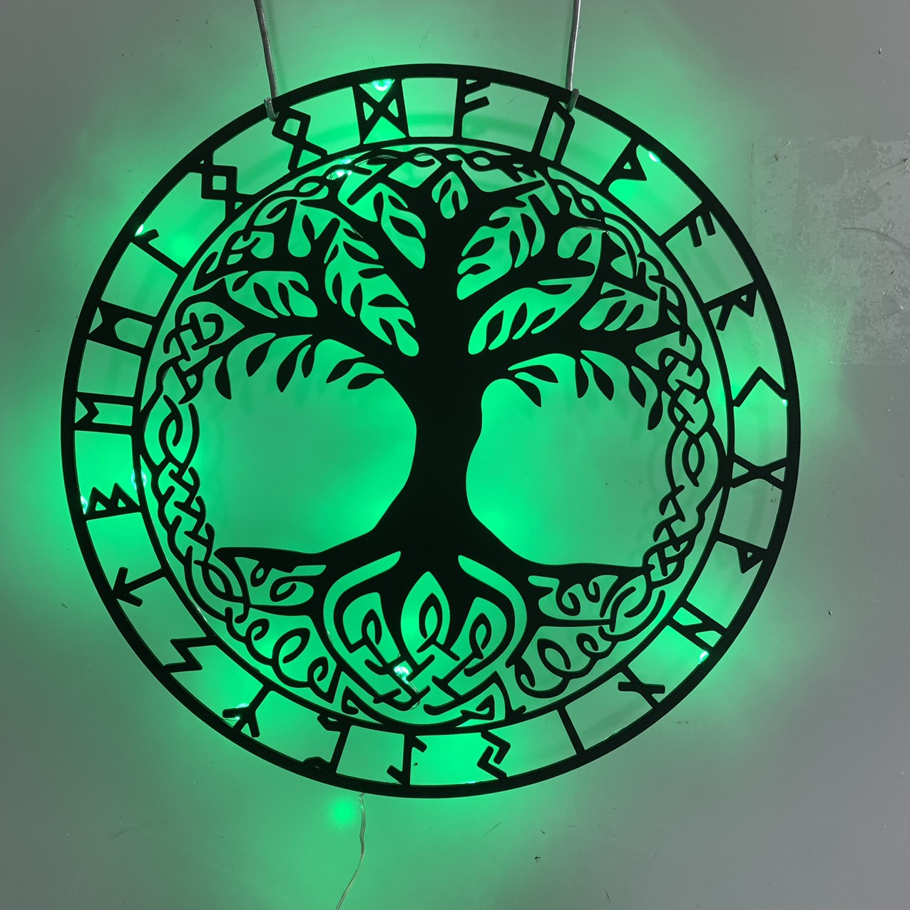 Custom Viking Runes Tree Of Life Metal Wall Art Led Light, Family Tree ...