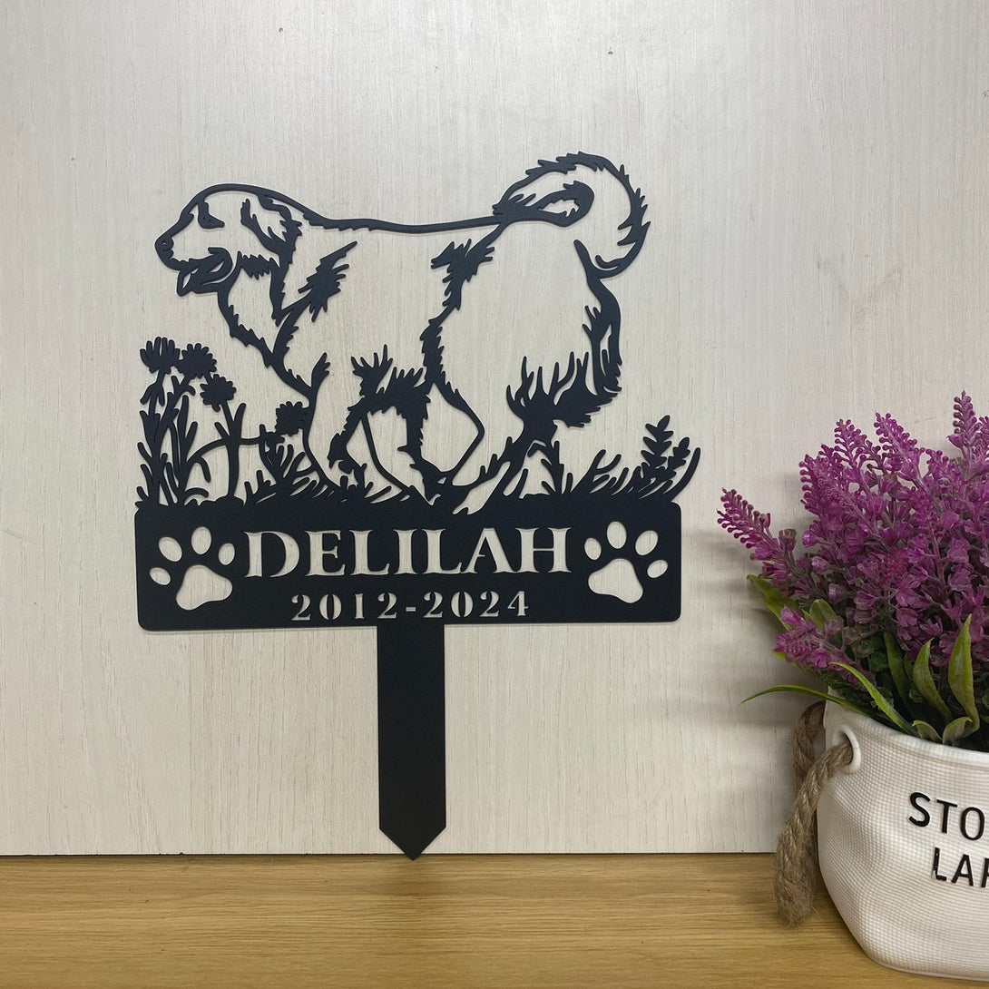 Custom Great Pyrenees Memorial Metal Garden Stake, Personalized Dog Memorial Metal Stake, Dog Loss Metal Grave Marker, Dog Sympathy Metal Yard Sign